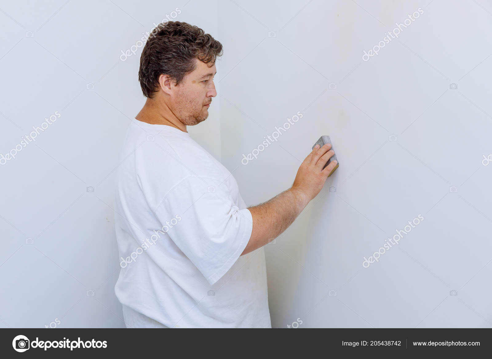 Gypsum Panel Sanding Wall New Building Ater Plaster Stock Photo