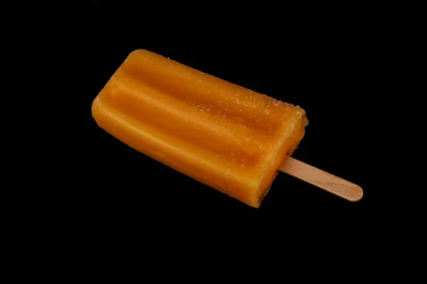 Orange Fruity Yogurt Stick Popsicle Isolated Isolated Black Background — Stock Photo, Image