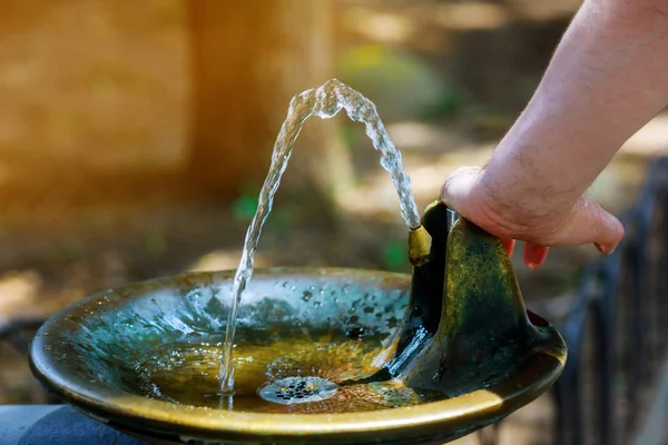 Water Streaming Drinking Fountain Natural Water — Stock Photo, Image