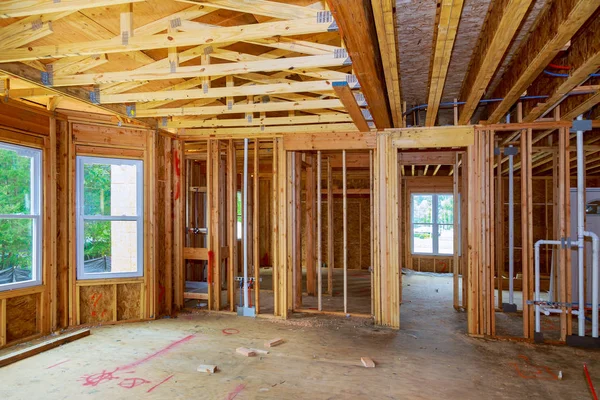 Nuova Costruzione Legno Home Incorniciatura Astratto Nuova Costruzione Home Framing — Foto Stock