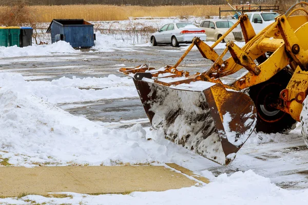 Maquinaria Quitanieves Limpieza Carretera Eliminación Nieve Después Tormenta Nieve Invierno — Foto de Stock