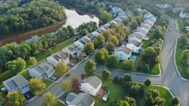 View Sleeping Area Panorama Height Top View River Trees Meadows — Stock Video