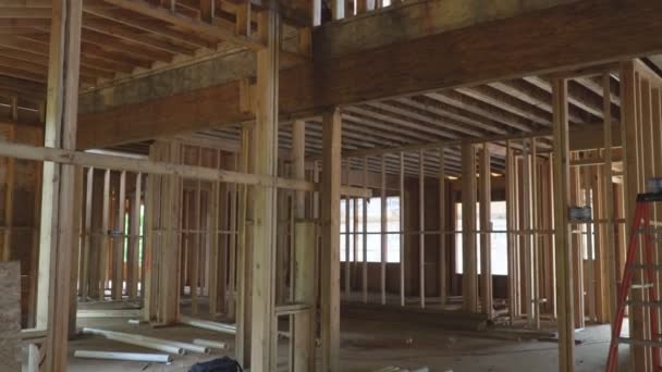 Wood Framing Work In Progress With Wood Framing Walls And Ceiling