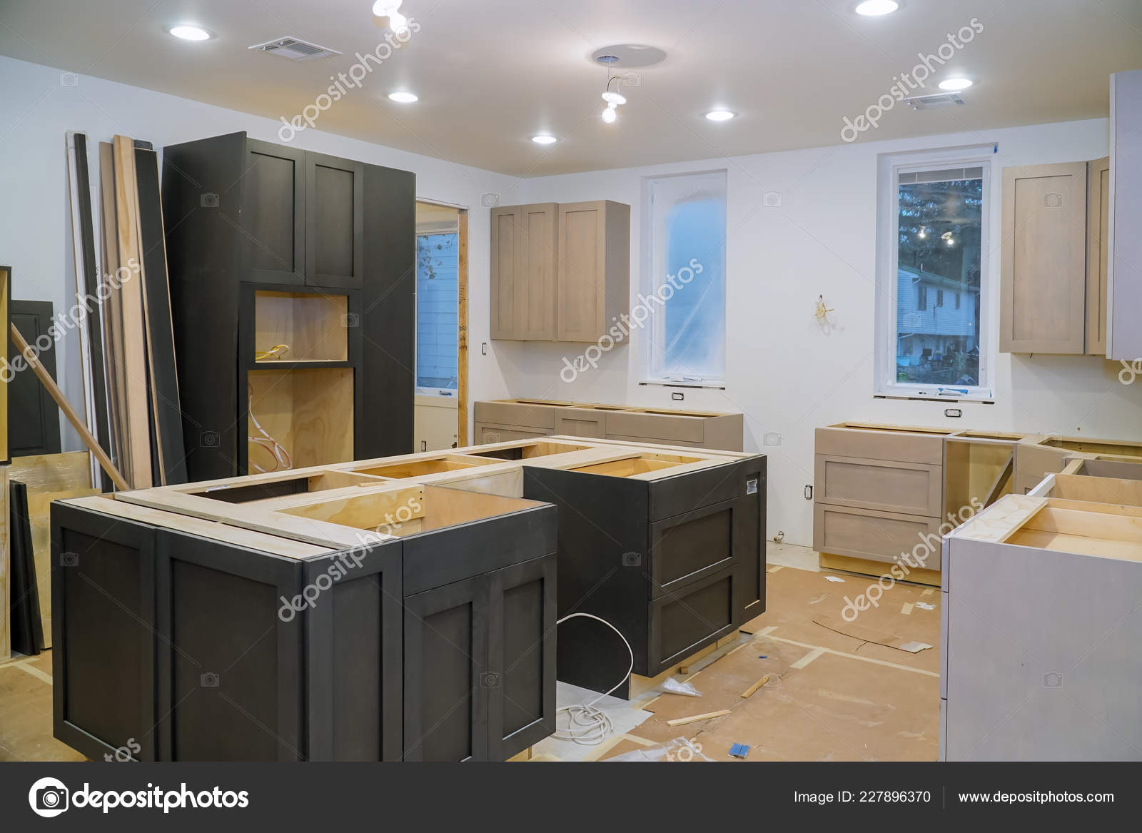 Kitchen Cabinets Installation Blind Corner Cabinet Island Drawers Counter Stock Photo By Photovs 227896370 Kitchen Cabinets Installation Blind, How To Install Blind Corner Cabinet