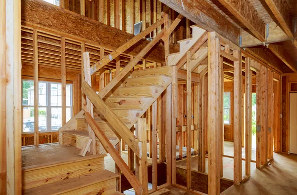 Residential Construction Home Framing View New House Wooden Construction — Stock Photo, Image