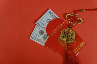 Kırmızı zarf Çin yeni yıl tebrik hediye, para kadar kapalı bizden doları banknot kırmızı geleneksel zarflar