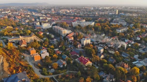 Vue sur la ville Uzhgorod, située en Transcarpathie — Video