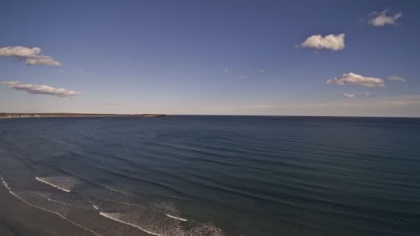 Beach aerial view waves breaking on beach beautiful seascape coastal zone — стоковое видео