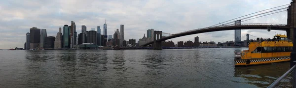Γέφυρα Του Μπρούκλιν Και Του Λόουερ Μανχάταν Στη Νέα Υόρκη — Φωτογραφία Αρχείου
