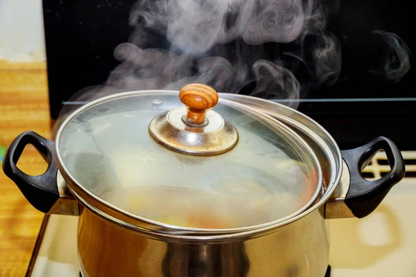 Boiling Chicken Pork Rip Soup Boiled Water Hot Pot Boiling — Stock Photo, Image