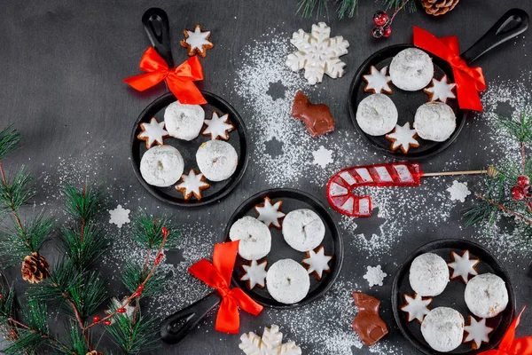 Zoete Desserts Koekjes Koekjes Voor Vakantie New Year Eve Kerst — Stockfoto