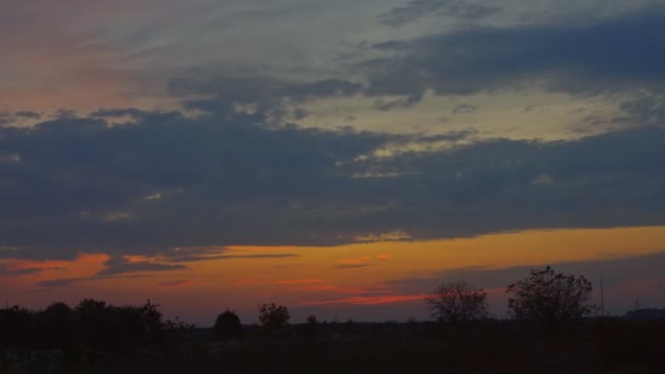 Під час заходу сонця сільській річці Дачний пейзаж — стокове відео