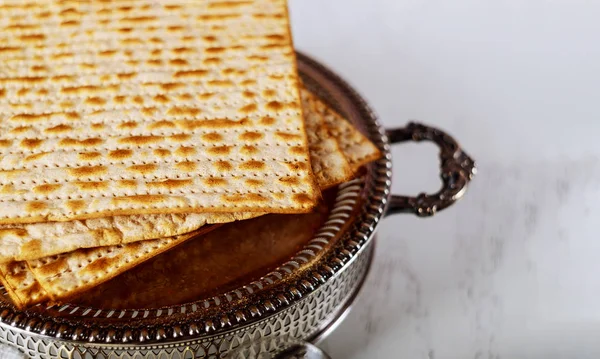 Páscoa Pão Feriado Judeu Matzoh Celebração Kipah — Fotografia de Stock