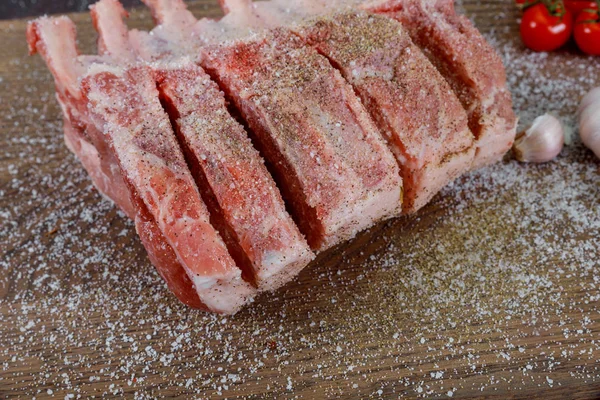 Vers Rauw Vlees Varkensvlees Snijplank Klaar Koken — Stockfoto