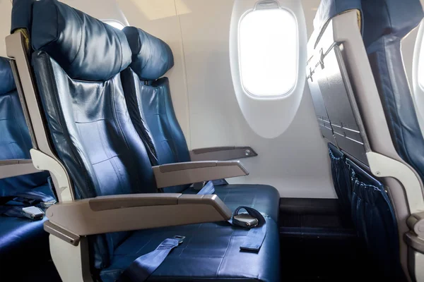 Aircraft Cabin Economy class Left armchairs in a built-in chairs.