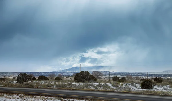 Snowy desert road landscape in Arizona — Stock Photo, Image