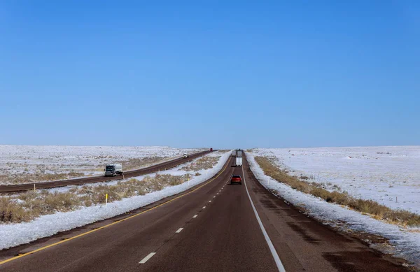 De weergave van de sneeuw terwijl op de weg naar New Mexico — Stockfoto