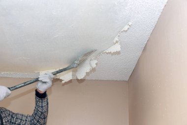 Beyaz sıva duvar desen doku patlamış mısır tavan removet için