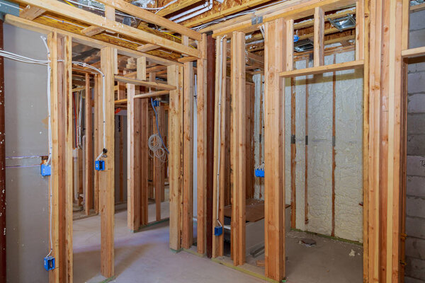 interior frame of a new house under construction