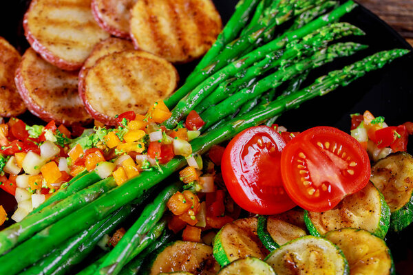 Salad with grilled vegetables on healthy dinner