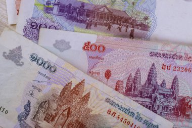 Kamboçya Riel banknotlarını kapatın