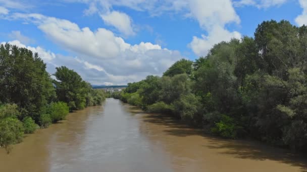 Paisaje: el río desbordado inundó el valle — Vídeos de Stock