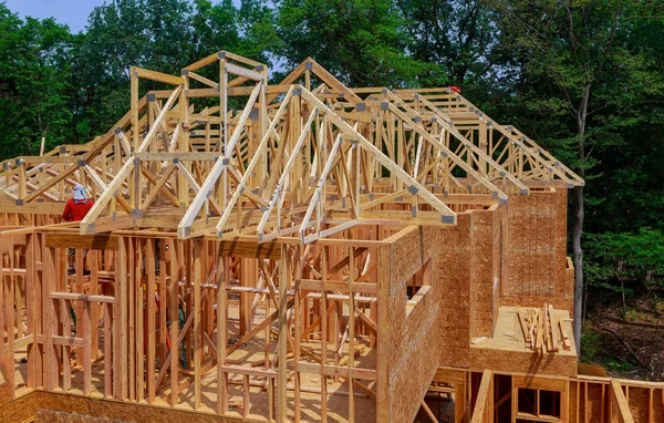 New construction of beam construction house framed