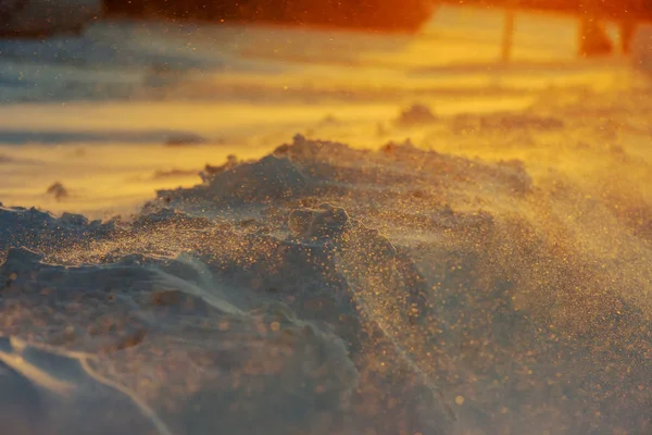 Sunset on sparkle snow at winter time. — Stock Photo, Image