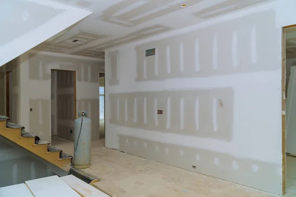 Construção indústria da construção nova casa construção interior drywall e acabamento detalhes — Fotografia de Stock