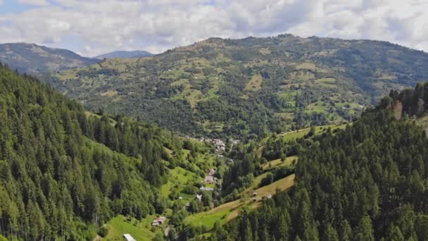 Mountain panorama view of clouds from high the Carpathian mountains — Stock Video