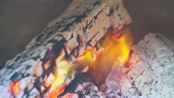 Feuer im Kamin ohne Farbkorrektur — Stockvideo