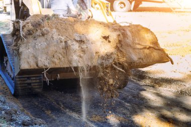 Buldozer kepçe hareketli toprak peyzaj işleri yakın çekim