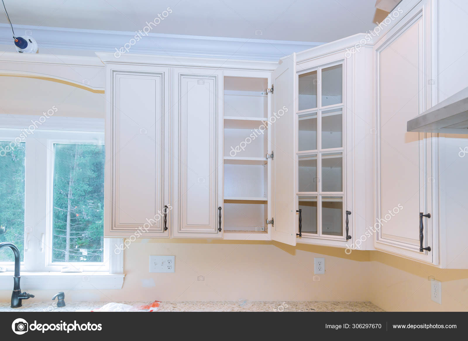Custom Kitchen In Various Of Installation Base Cabinets Stock