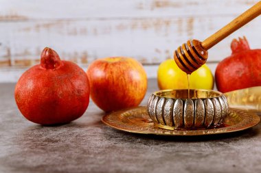 Elma ve bal, Yahudi Yeni Yıl Rosh Hashana shofar koşer geleneksel gıda