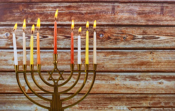 Chanukah candles all in a symbol jewish holiday — Stock Photo, Image