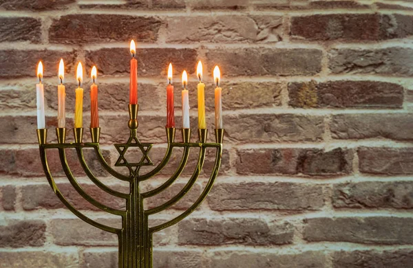 Chanukah Menorah Εβραϊκό εορταστικό υπόβαθρο Chanukiah — Φωτογραφία Αρχείου