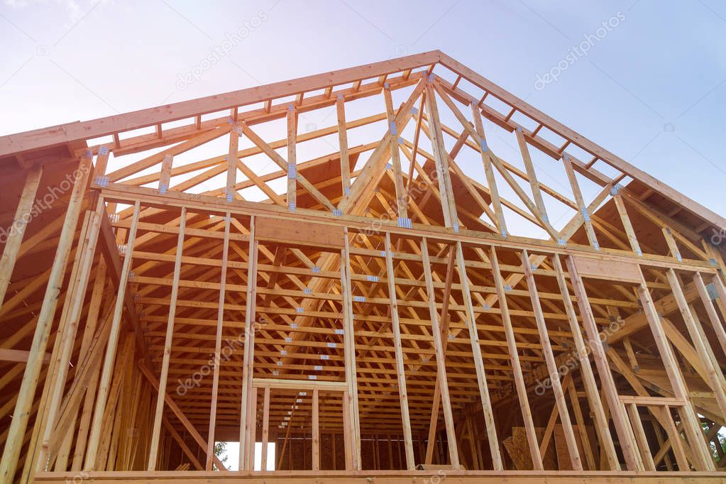 Wooden house roof residential construction home framing