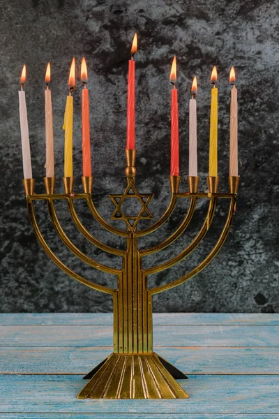 Jewish holiday hannukah symbols - menorah — Stock Photo, Image