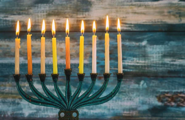 Chanukah gyertyák minden egy szimbólum zsidó ünnep — Stock Fotó