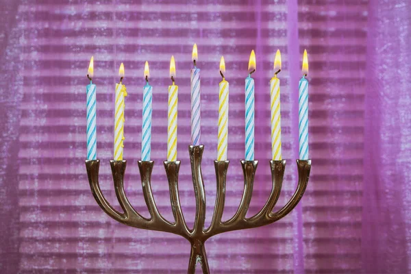 Chanukah ljus alla i en symbol judisk helgdag — Stockfoto