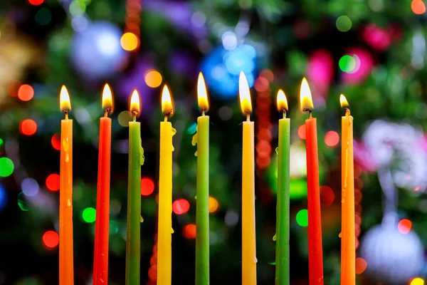 Hanukkah menorah mumlar yanan ile — Stok fotoğraf