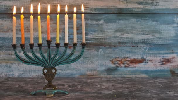 Εβραϊκό εορταστικό σύμβολο Hanukkah, το Εβραϊκό Φεστιβάλ Φώτων — Αρχείο Βίντεο