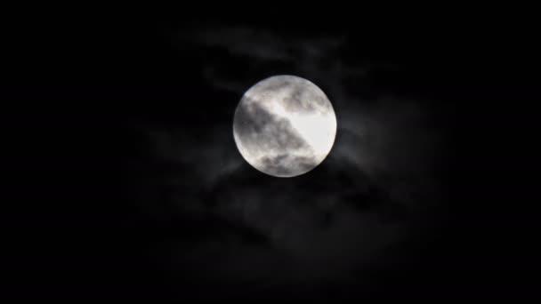 Księżyc w pełni na czarnym tle, że szczegóły na powierzchni. Wygląd jest ponownie niesamowite nadaje — Wideo stockowe