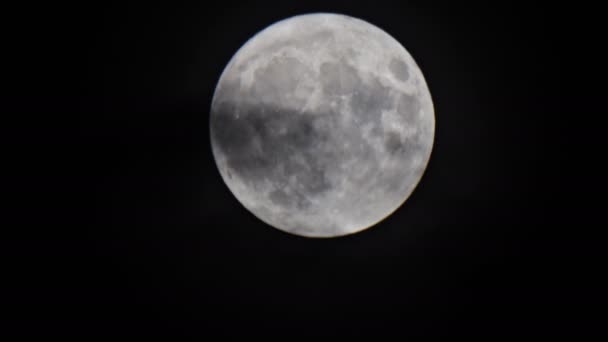 Misterioso cielo nocturno con luna llena nubes dramáticas a la luz de la luna llena . — Vídeos de Stock