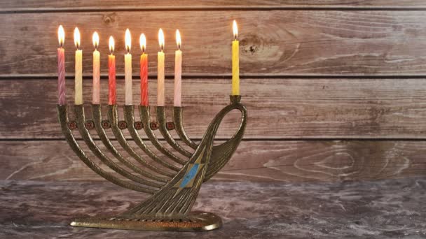 Simboli di hannukah di vacanza ebrei - menorah — Video Stock