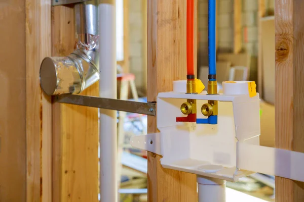 Interior Framing Plumbing Outlet Box Laundry Room New Home Construction — Stock Photo, Image