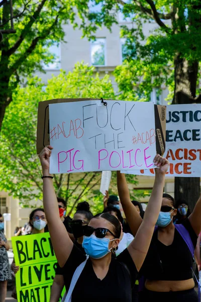 Washington Usa Május 2020 Tiltakozás Black Lives Matter Tüntetők Menetelnek — Stock Fotó