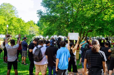 WASHINGTON D.C., ABD - 31 Mayıs 2020: Siyahların Yaşamları Önemi Protesto Göstericileri, Beyaz Saray Başkanı Donald Trump 'a karşı ayakta duran grup George Floyd' un ölümünden sonra yürüyüş