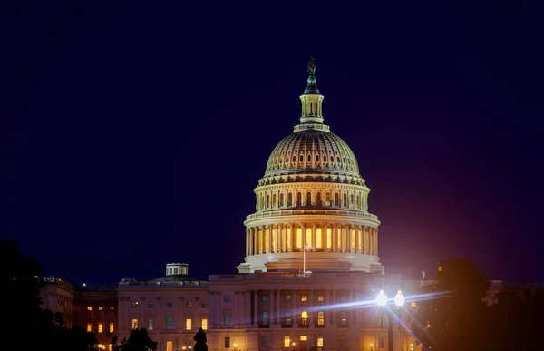 Capitólio Dos Estados Unidos Edifício Senado Washington Eua Durante Noite — Fotografia de Stock