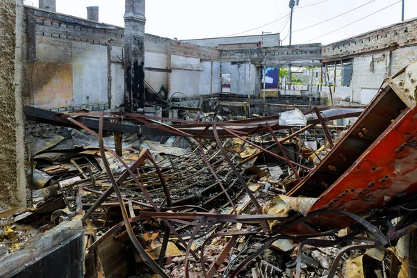 Interior fire damage after a night Midway Saint Paul in Minneapolis Protest and Riots Fueled by the Death of George Floyd Under Police.